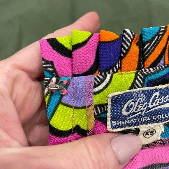 Vintage Oleg Cassini Psychedelic Maxi Dress | Late 1960s–Early 1970s XS - Picture 7 of 13